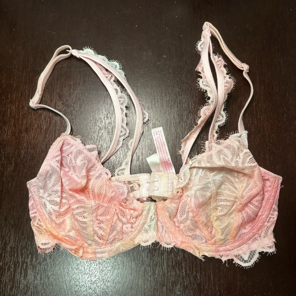 Victorias Secret PINK Push Up Bra 32D pink lace EUC